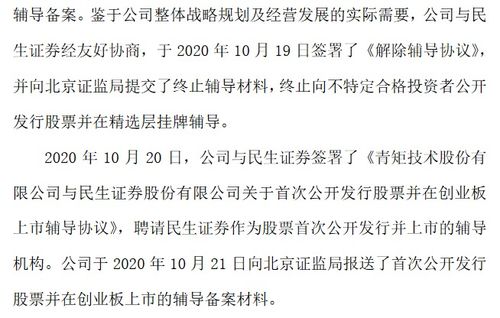 青矩技術(shù)終止精選層輔導(dǎo)轉(zhuǎn)沖刺創(chuàng)業(yè)板已提交上市輔導(dǎo)備案材料